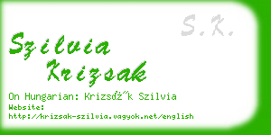 szilvia krizsak business card